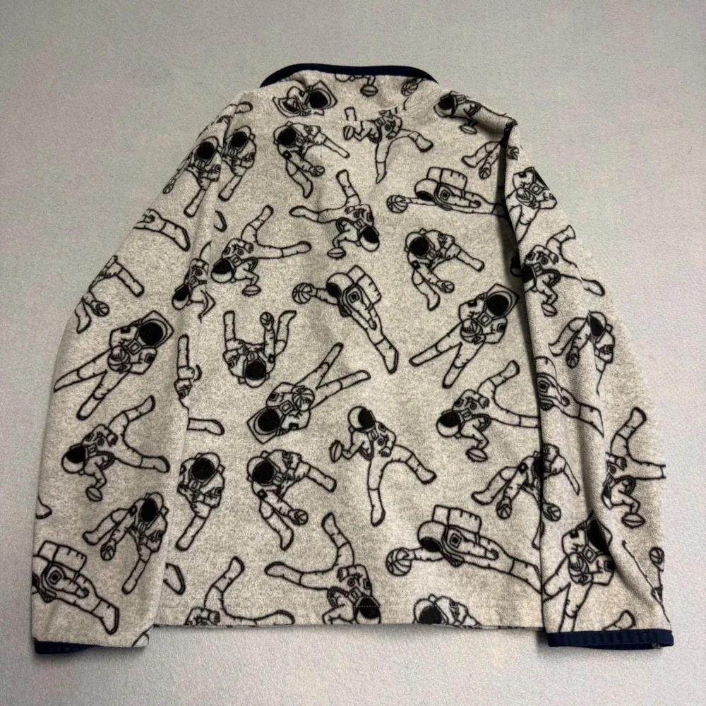 OshKosh Bgosh Kids Gray Fleece Astronaut Print Full Zip Jacket Size 8 Space Spt.